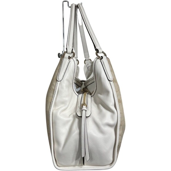 Coach Carlyle Shoulder Bag Signature Jacquard Leather Chalk White Purse 56221 - Picture 7 of 14